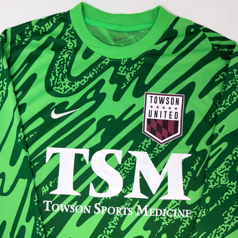 Nike Towson United Soccer Jersey Mens Medium Green Long Sleeve Dri-FIT FD7476